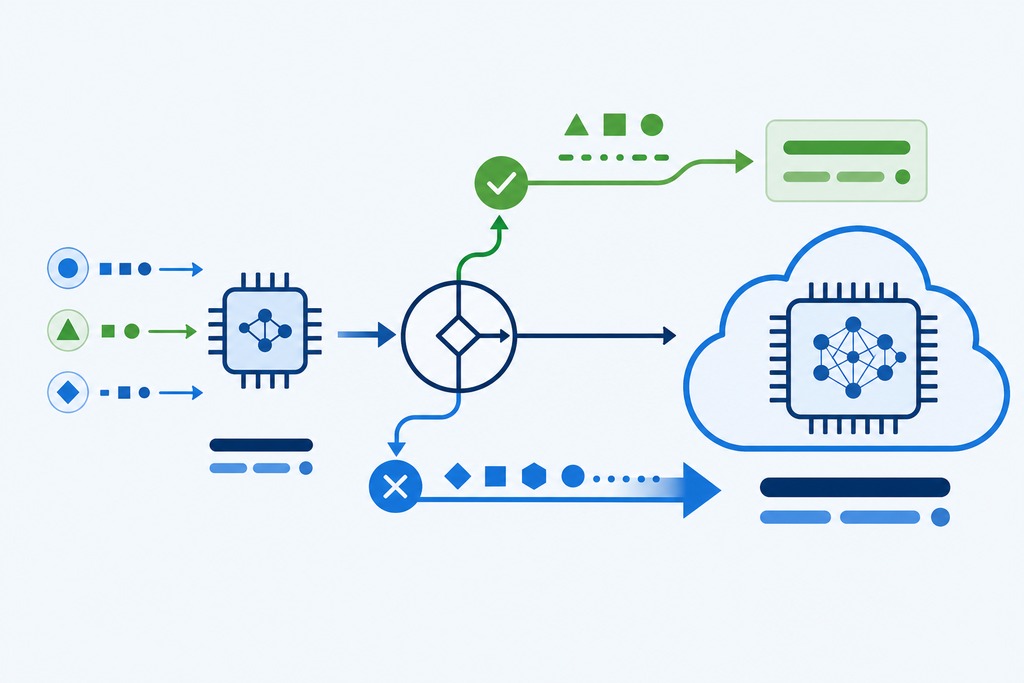 Diagram comparing local AI agents and cloud-based AI processing systems.